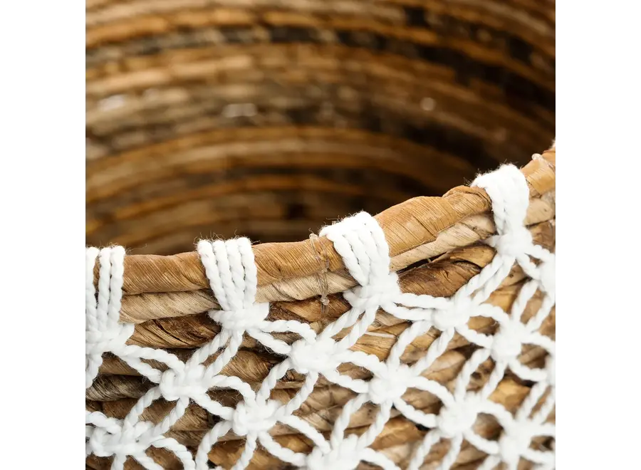 The Crossed Stitched Macrame Basket - Natural White - S