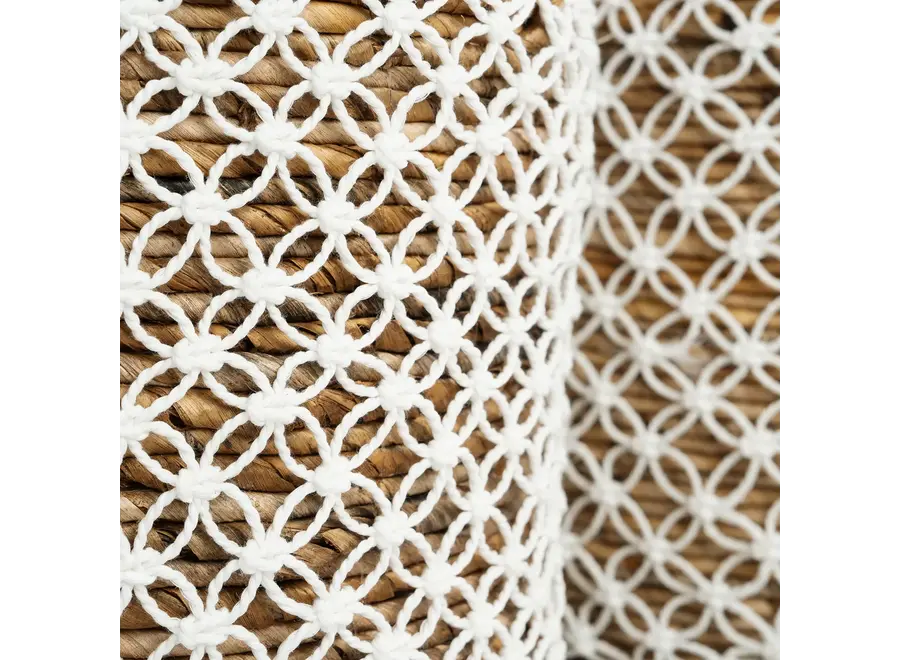 The Crossed Stitched Macrame Basket - Natural White - S