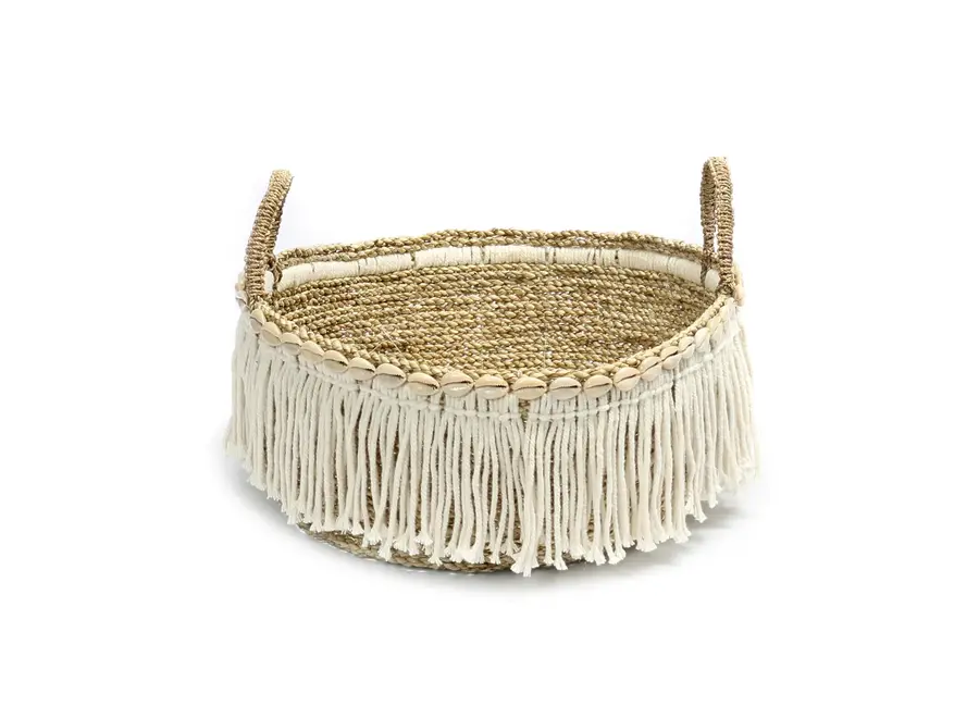 The Boho Fringe Basket - Natural White