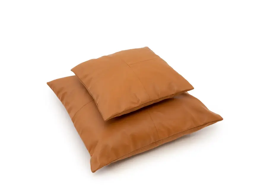 The Four Panel Leather Cushion Cover - Camel - 60x60