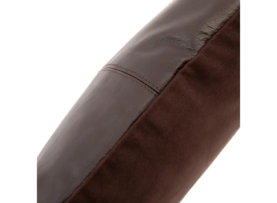 De Four Panel Leather Kussenhoes - Chocolade - 40x40