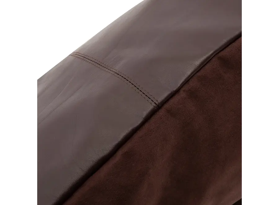 La Housse de Coussin Four Leather Panel - Chocolat - 60x60