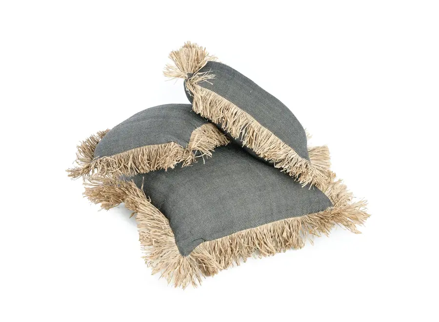 The Cotton Bonita Cushion Cover - Natural Black - 60x60