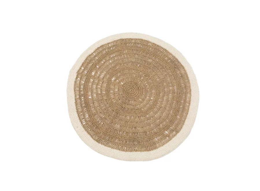 Het Seagrass & Katoen Rond Tapijt - Naturel Wit - 100