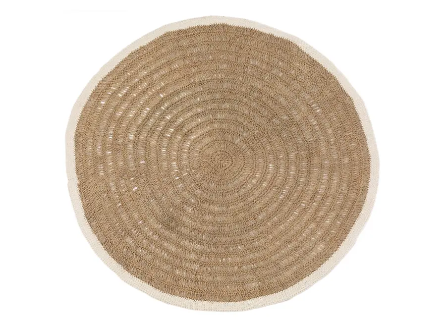 Der runde Seegras & Baumwolle Teppich - Natur Weiss - 150