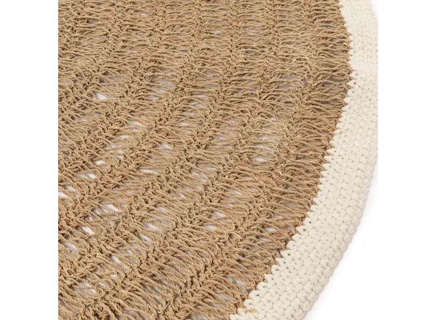 Der runde Seegras & Baumwolle Teppich - Natur Weiss - 150