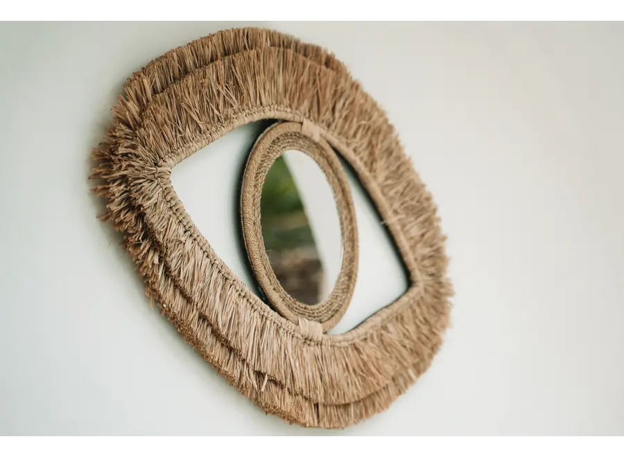 Lo Specchio Raffia Eye - Naturale - M
