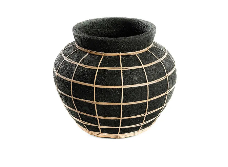 Die Belly Vase - Schwarz Natur - L