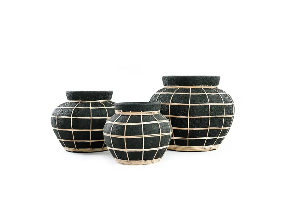 Die Belly Vase - Schwarz Natur - L