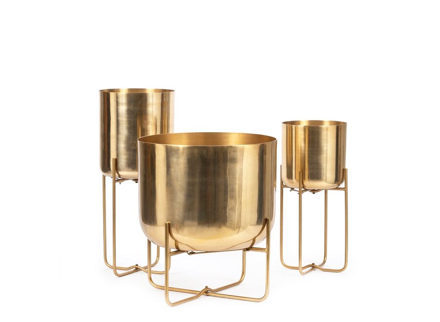 The Brass Planter on Stand - Brass - M