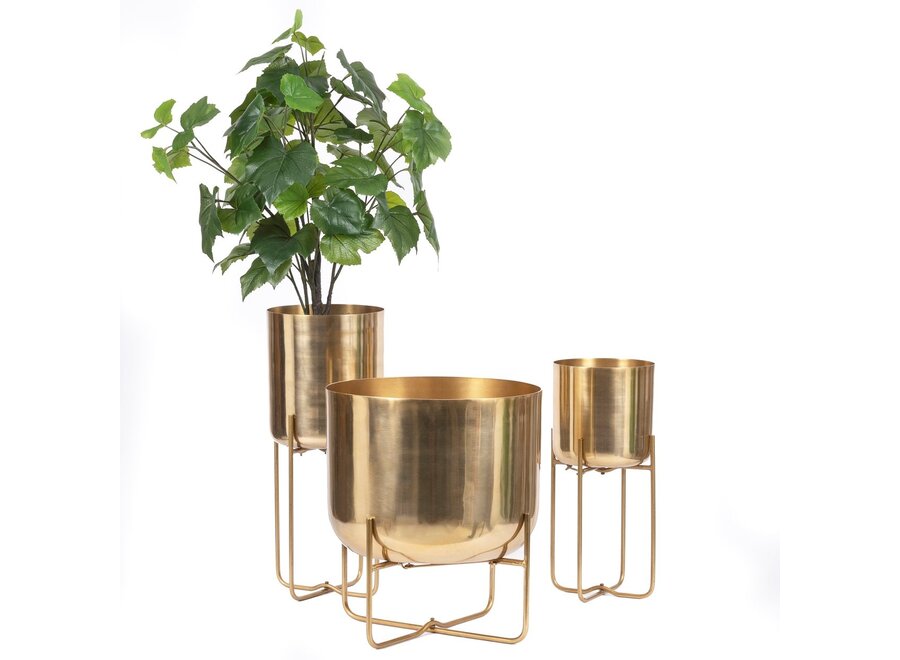 The Brass Planter on Stand - Brass - XL