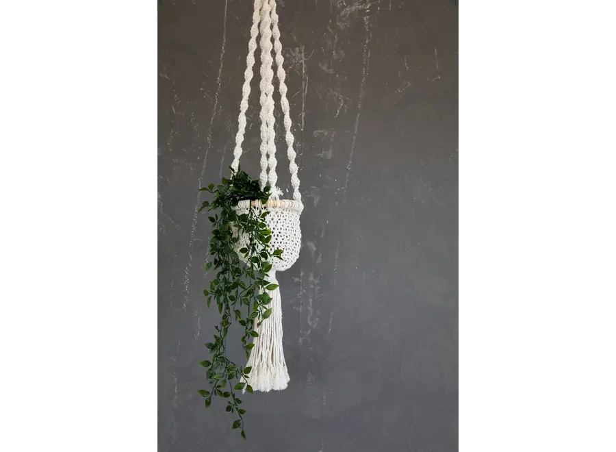 The Twisted Macramé Plant Holder - Natural White - M