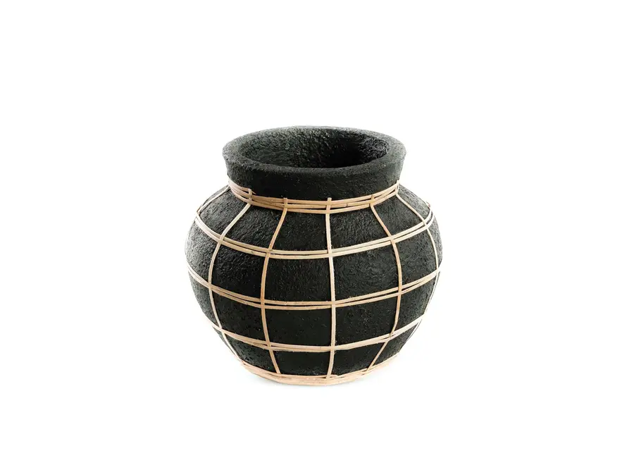Die Belly Vase - Schwarz Natur - S