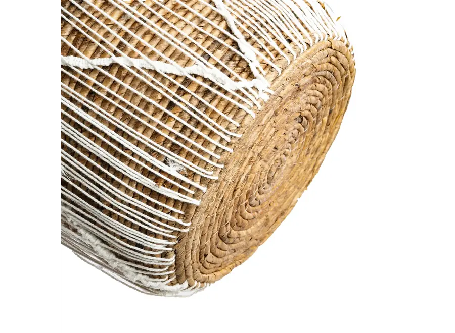 The Straight Stitched Macrame Basket - Natural White - L