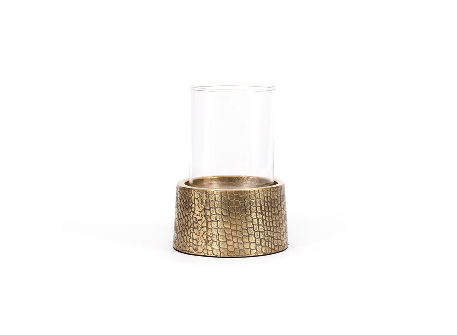 The Croco Candle Holder with Glass - Brass - L