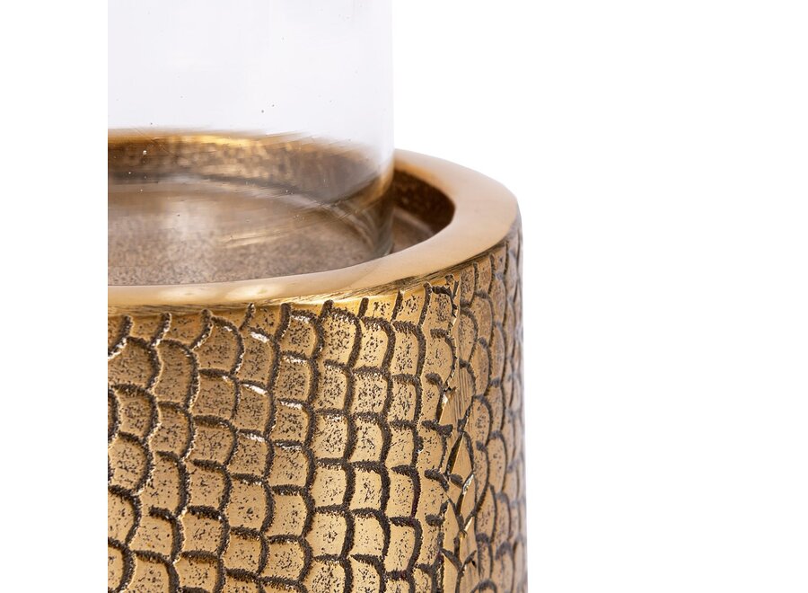 The Croco Candle Holder with Glass - Brass - L