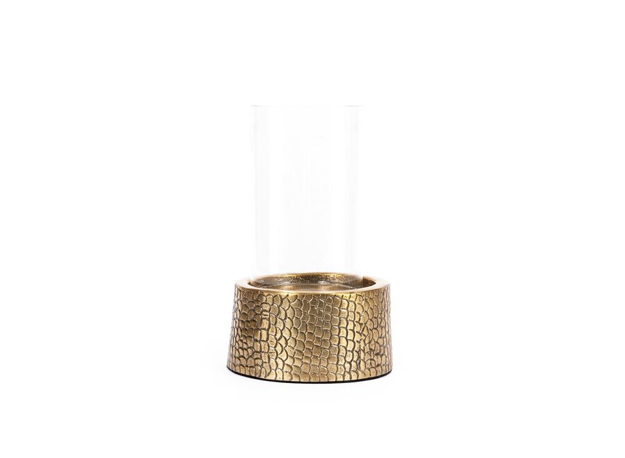 The Croco Candle Holder with Glass - Brass - M