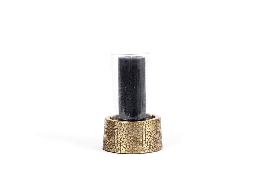 The Croco Candle Holder with Glass - Brass - M