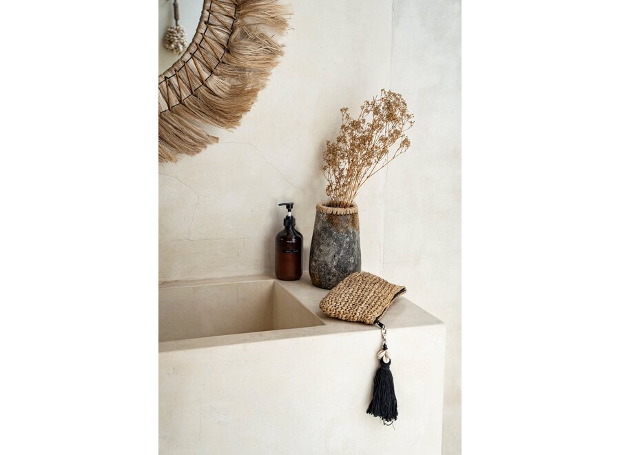 The Raffia Clutch - Natural Black - S