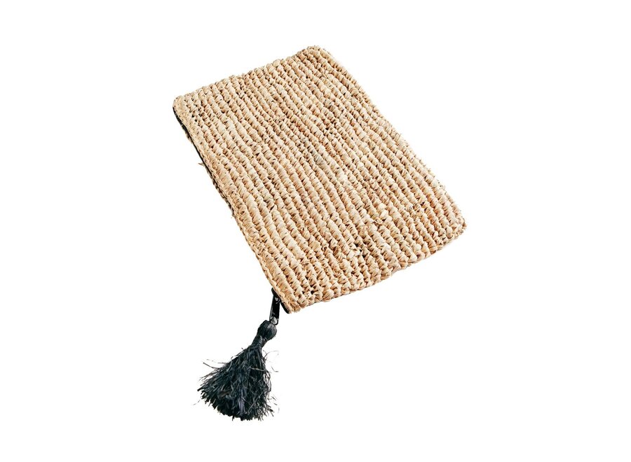 The Raffia Clutch - Natural Black - L