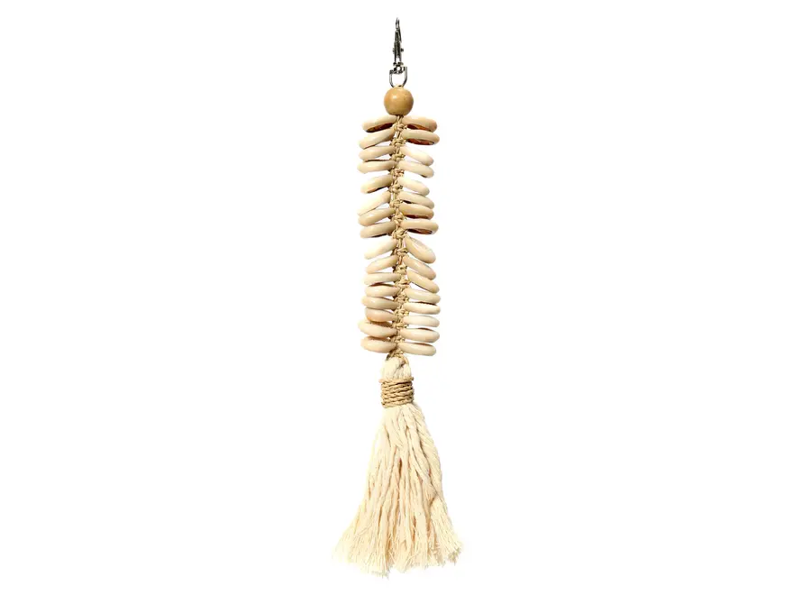 The Macrame Fishbone Keychain - Cream