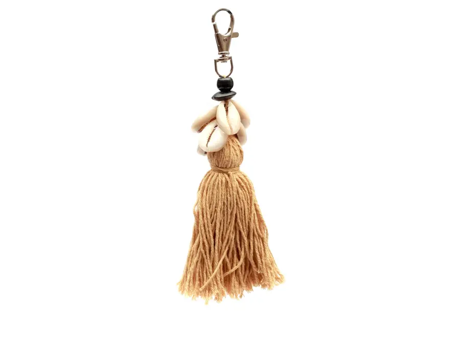 The Cowrie Tassel Keychain - Mocca