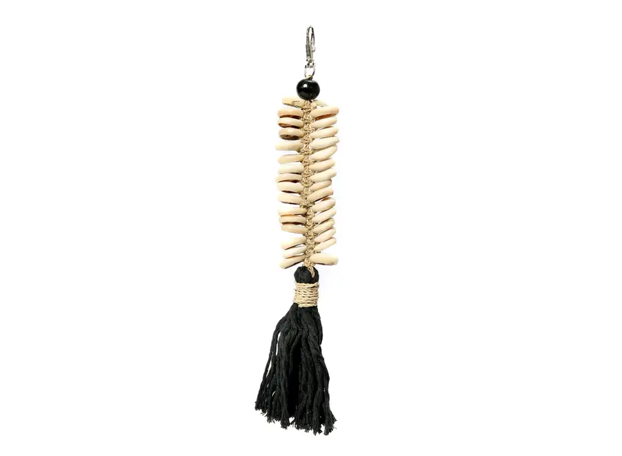 De Macrame Fishbone Sleutelhanger - Zwart