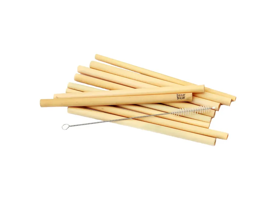 De Bamboe Rietjes - Set van 10 met reinigingsborsteltje