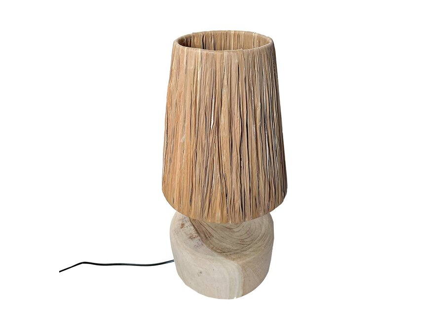 De Grass Teak Wood Tafellamp - Naturel