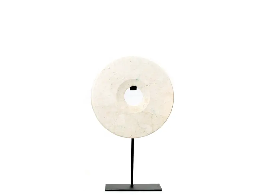 The Marble Disc on Stand - White - M