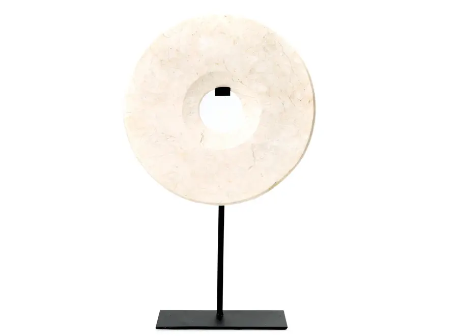 The Marble Disc on Stand - White - L