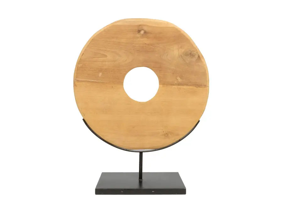 The Teak Disc on Stand - L