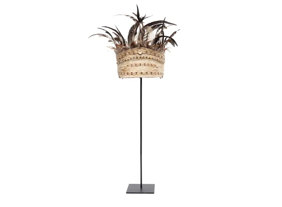 The Guinea Feather Hat on Stand - Natural Black