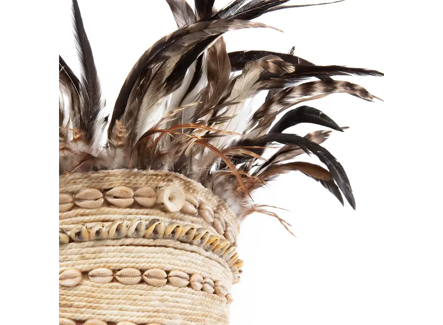 Guinea Feather Hat Sur Pied - Noir Naturel