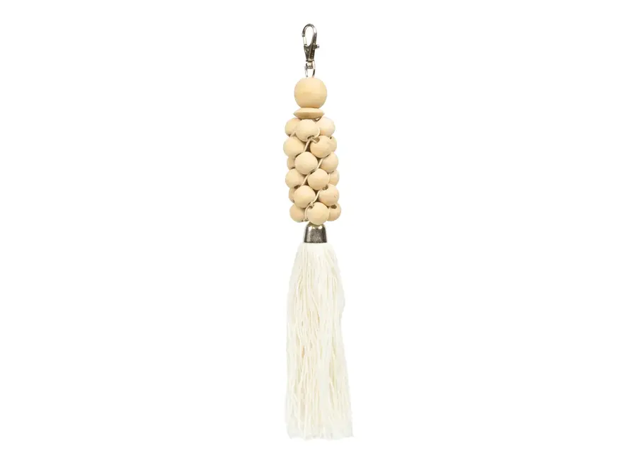 Der Wooden Beads Schlüsselanhänger - Natur Weiss