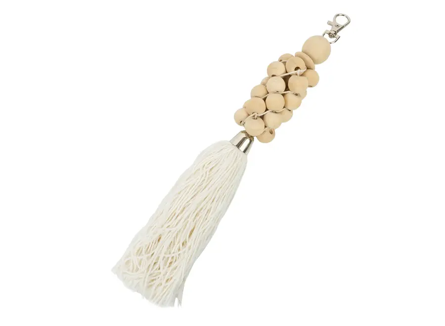 The Wooden Beads Keychain - Natural White