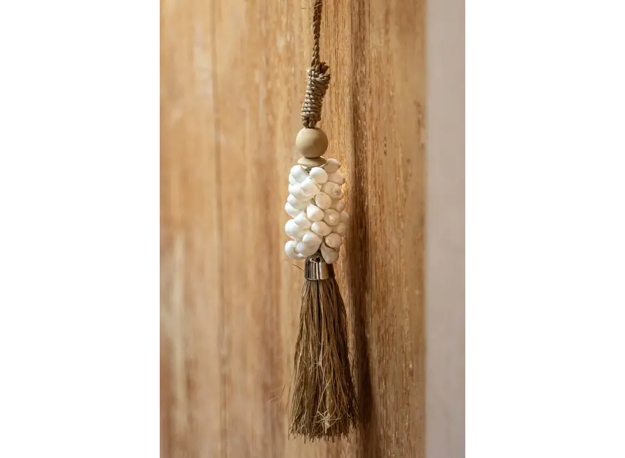 The Cowrie and Raffia Tassel - Natural