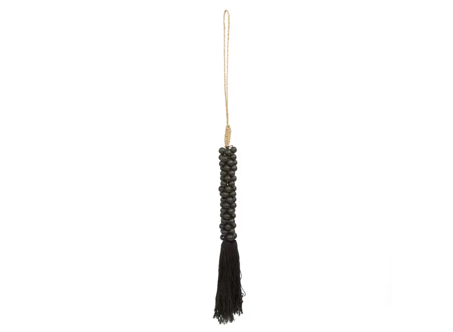 The Wooden Beads with Cotton Tassel - Black