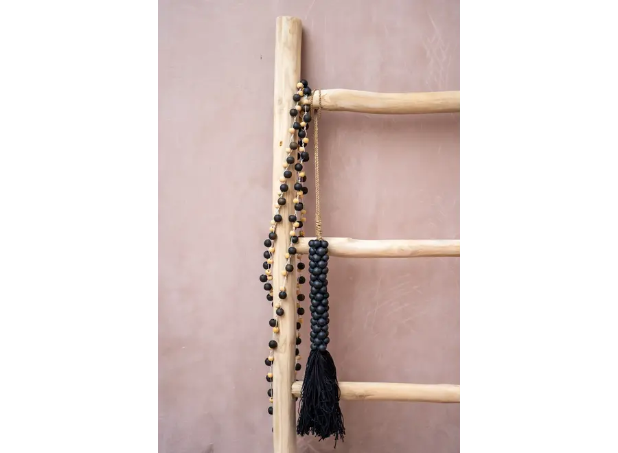 The Wooden Beads with Cotton Tassel - Black