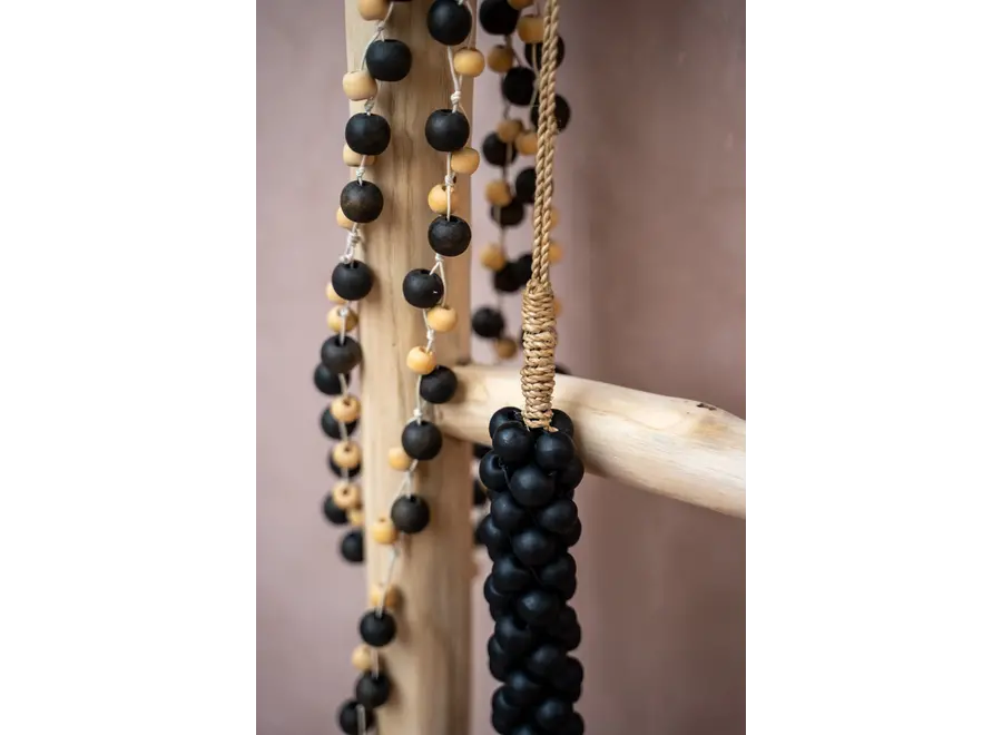 The Wooden Beads with Cotton Tassel - Black