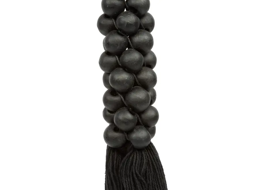 De Wooden Beads met Katoen Hangdecoratie - Zwart