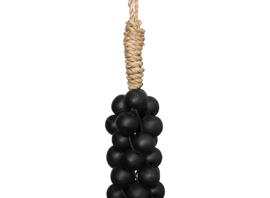 Die Wooden Beads mit Baumwollquaste - Schwarz