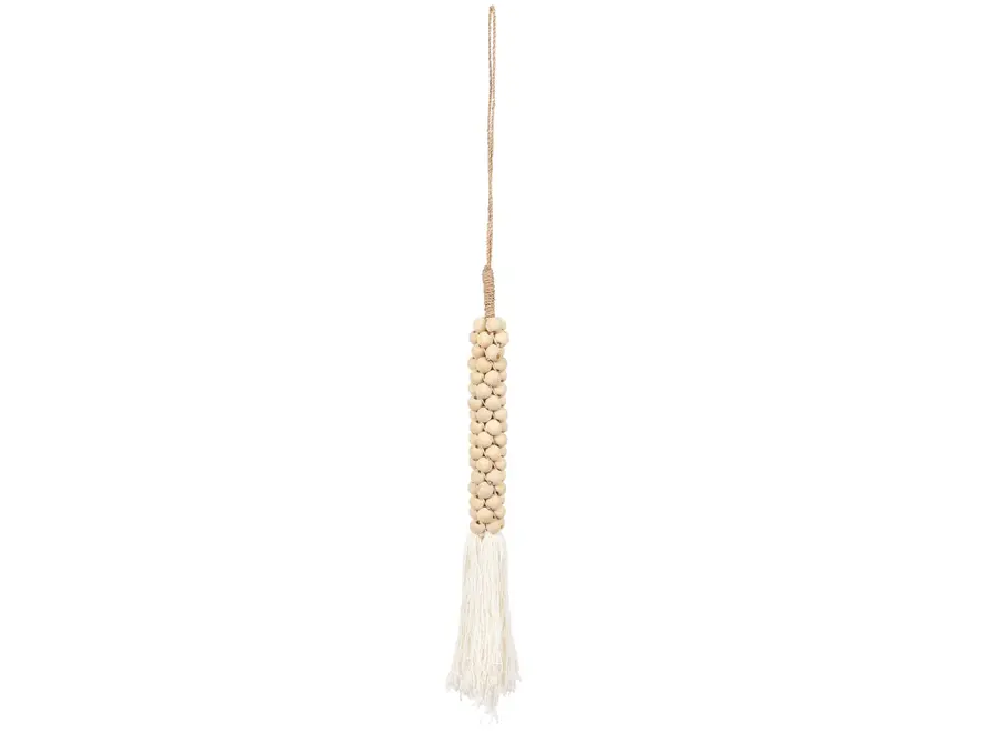 The Wooden Beads with Cotton Tassel - Natural White