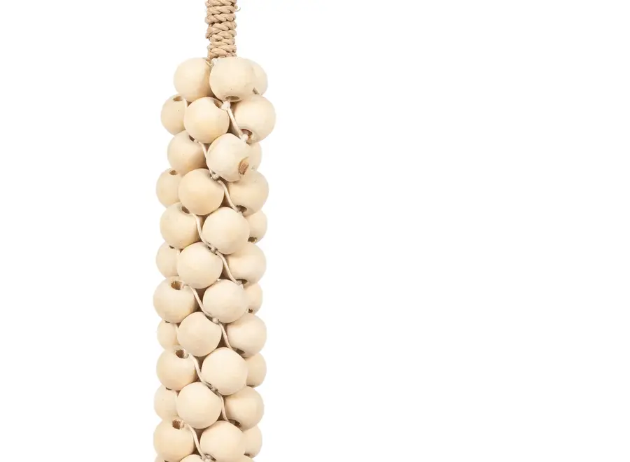 De Wooden Beads met Katoen Hangdecoratie - Wit