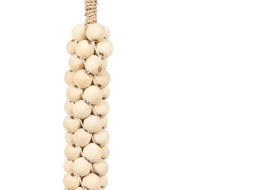 The Wooden Beads with Cotton Tassel - Natural White