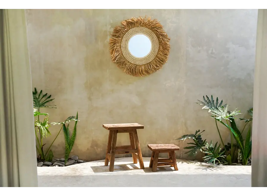 The Raffia Cowrie Mirror - Natural White