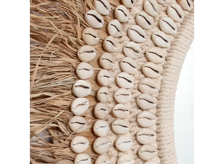 The Raffia Cowrie Mirror - Natural White