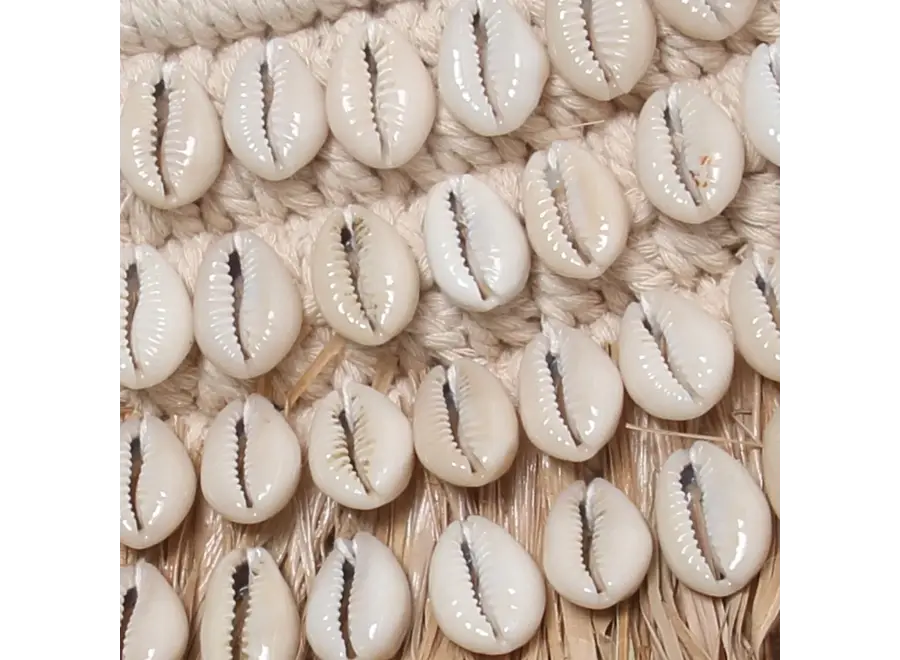 The Raffia Cowrie Mirror - Natural White