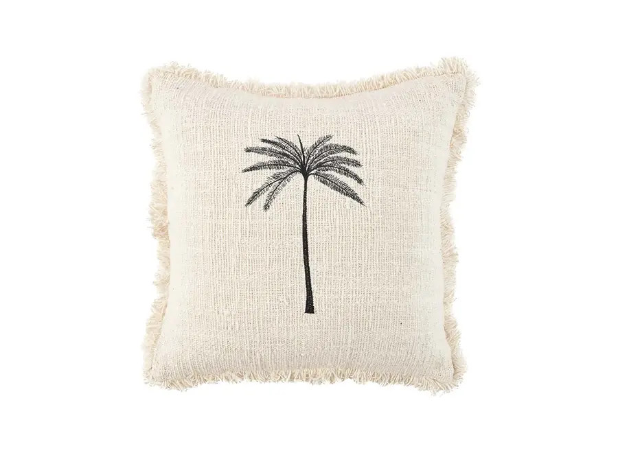 The Gili Palm Cushion Cover - Natural Black