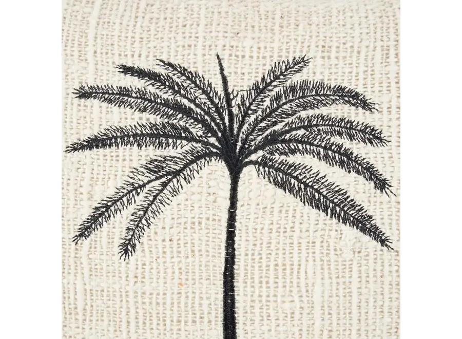 The Gili Palm Cushion Cover - Natural Black